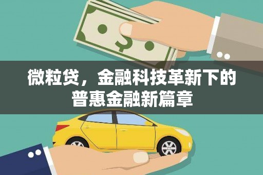 福绵微粒贷，金融科技革新下的普惠金融新篇章