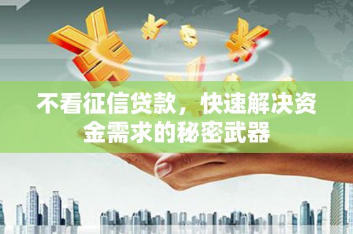 福绵不看征信贷款，快速解决资金需求的秘密武器