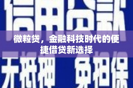 福绵微粒贷，金融科技时代的便捷借贷新选择