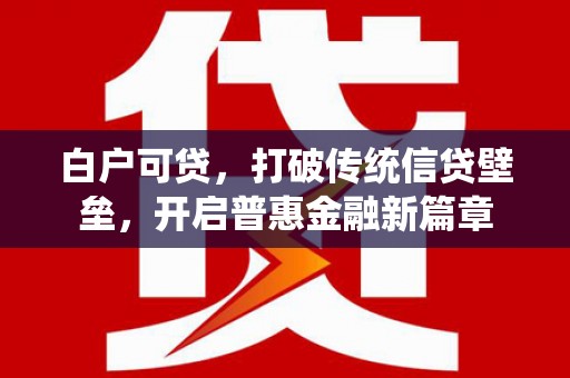 福绵白户可贷，打破传统信贷壁垒，开启普惠金融新篇章